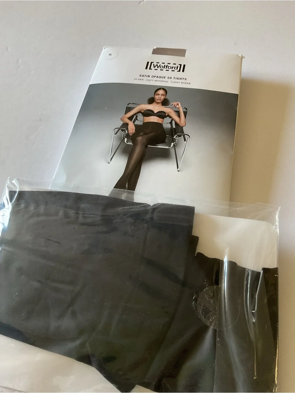 WOLFORD 18379 SATIN OPAQUE 50 TIGHTS BLACK SIZE XL